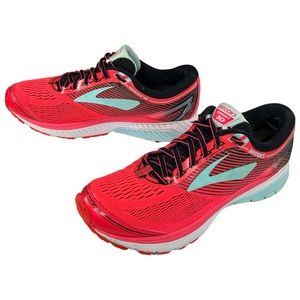Brooks Ghost 10 Size 10 Women's Running Shoes Coral Mint White Black 1202461B995